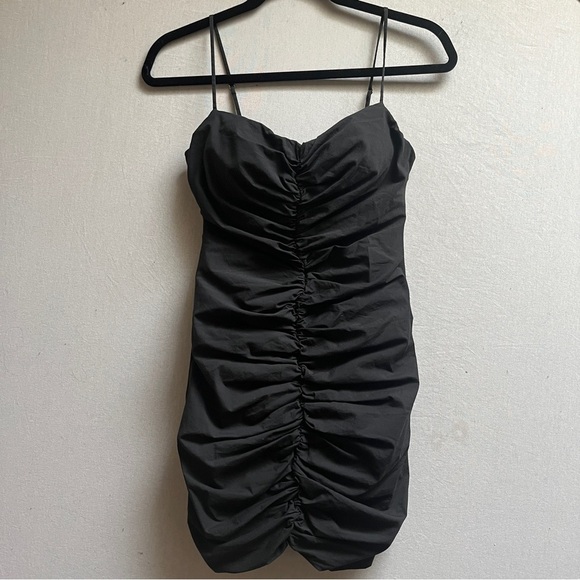 Babaton Belleza ruched body-con cotton poplin dress Sz 0 - Picture 2 of 12